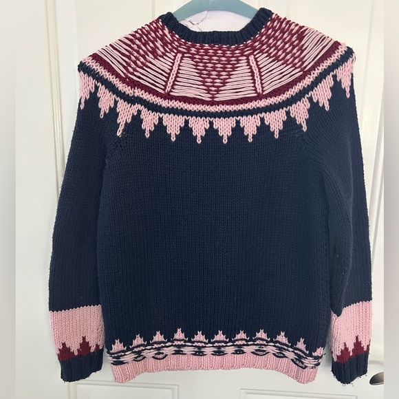 J. Crew Women’s Navy and Pink 100% Wool Ski Sweater Size Small - Picture 4 of 6